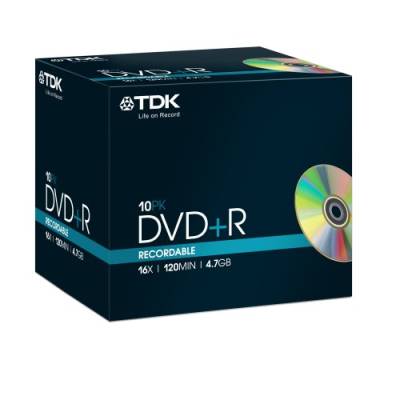 TDK DVD+R Rohlinge 4.7GB 16x 10er Pack Jewel Case von TDK