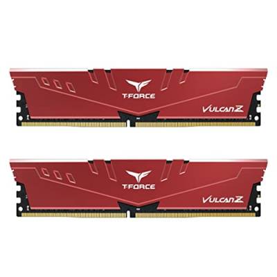 TEAMGROUP T-Force Vulcan Z DDR4 32GB Kit (2x16GB) 3600MHz (PC4 28800) CL18 Desktop Arbeitsspeicher RAM TLZRD432G3600HC18JDC01 - Rot von TEAMGROUP