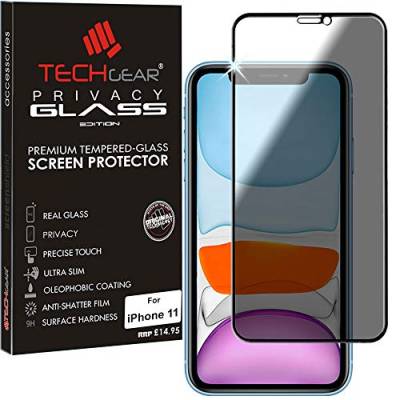 TECHGEAR Anti Spy Glas kompatibel mit iPhone 11 Pro - Full Coverage [Vollglas] PRIVACY 3D-Touch [Premium Qualität] Privatsphäre Schutzfolie mit Vollständige Abdeckung von TECHGEAR