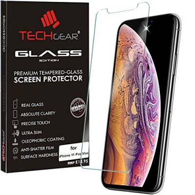 TECHGEAR Schutzfolie kompatibel mit iPhone 11 Pro Max - Displayschutzfolie aus gehärtetem Glas (2.5D Runde Kante) [9H Härte] [Crystal Clarity] [Kratzfest] [Nein-Bläschen] von TECHGEAR