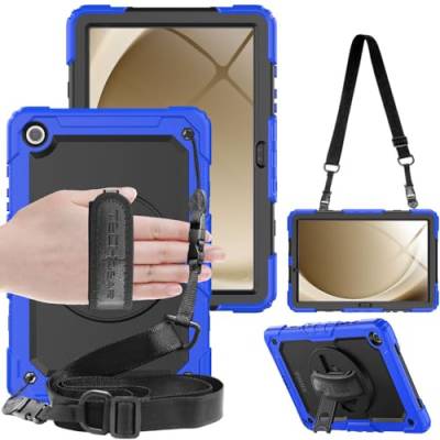 TECHGEAR Utility Schutzhülle für Samsung Galaxy Tab A9 Plus 27,9 cm (11 Zoll) (SM-X210 / SM-X215), robust, stoßfest, mit 360° drehbarem Ständer, Handschlaufe und Schultergurt, Blau von TECHGEAR