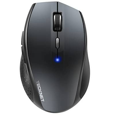 TECKNET Bluetooth Maus, 3200 DPI Kabellose Maus, 24 Monate Batterielebensdauer, Maus kabellos Bluetooth Mouse 6 Verstellbare DPI Level, Funk Maus mit Batterieanzeige für PC Mac - Grau von TECKNET