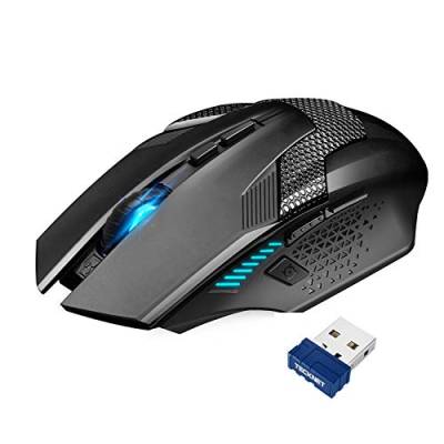 TECKNET Kabellose Gaming Maus, Raptor 2.4G Spieletauglichen Wireless Gamer Maus 8 Tasten, 4800 DPI, 20 Millionen lebenslangen Klicks Professionelle Optische Computer Wireless Mouse mit Nano von TECKNET