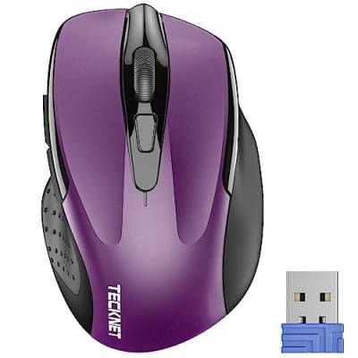 TECKNET Kabellose Maus, Pro 2.4G 2600 DPI Wireless Maus 6 Tasten mit Nano Empfänger, 24 Monate Batterielaufzeit, 5 Einstellbare DPI-Pegel für PC Laptop iMac MacBook Microsoft Pro, Office Home von TECKNET