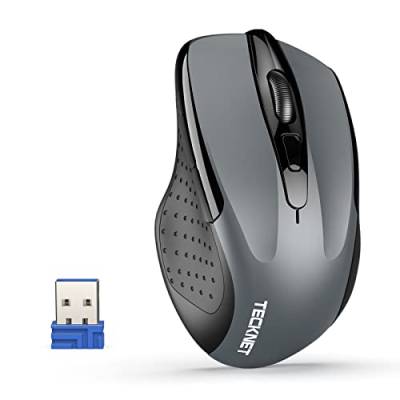 TECKNET Kabellose Maus, leise kabellose Maus, ergonomisch, 4000 DPI optische Tracking, 24 Monate Akkulaufzeit, 6 Tasten, tragbare Maus für PC, Chromebook, Mac, Laptop von TECKNET