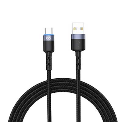 TELLUR Data Cable, USB to Type-C, LED, Nylon Braided, 1.2M, Black von TELLUR