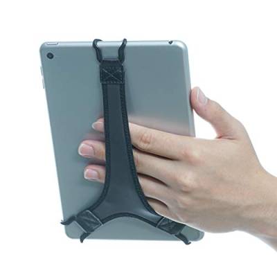 TFY Handschlaufe Halter Fingergriff mit weichem PU, kompatibel mit Tablet - Fire 7 Zoll / Fire HD 8 / iPad Mini / Galaxy Tab S 8.4 / Galaxy Tab 2/3/4/Galaxy Tab 7.7 (schwarz) von TFY
