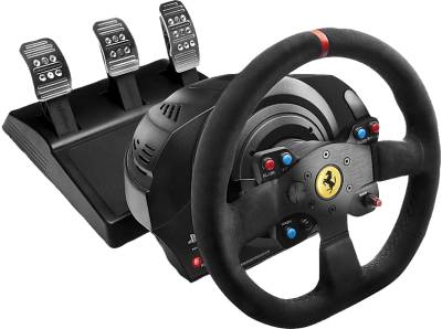 THRUSTMASTER T300 Ferrari Integral Alcantara Edition (inkl. 3-Pedalset, PS4 / PS3 PC) Kompatibel mit PS5-Spielen Lenkrad von THRUSTMASTER