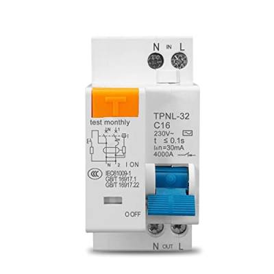 Leistungsschalter Tpnl dpnl 230 V 1p+n Fehlerstromleiter mit Über- und Kurzschlussstromschutz RCBO MCB (Size : TPNL 16A) von TMKUZJPI