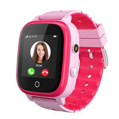 4G Smartwatch für Mädchen Jungen, Smart Watch für Kinder, IP67 Wasserdicht WiFi Smartwatch Telefon mit GPS-Tracker Videoanruf Telefonanruf SOS für Kinder 3-14 Jahre alt Geburtstagsgeschenke (Rosa) von TOPCHANCES