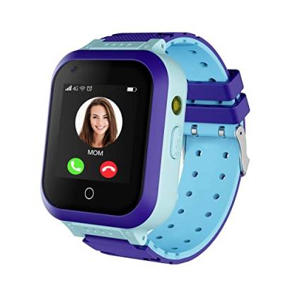 4G-Smartwatch für Mädchen und Jungen, Smartwatch für Kinder, IP67 wasserdichte WLAN-Smartwatch, Telefon mit GPS-Tracker, Videoanruf, SOS für Kinder zwischen 3 - 14 Jahren, Geburtstagsgeschenk, Blau von TOPCHANCES