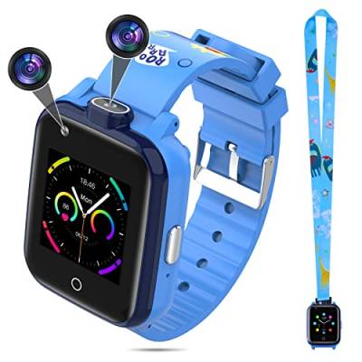TOPCHANCES 4G Smartwatch für Kinder Smart Watch kinderuhr mit GPS WiFi LBS Tracker,2 Kamera,SOS,Wecker, Jungen Mädchen Smartphone für Kids 3-12 Jahre (Blau) von TOPCHANCES