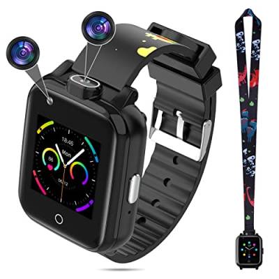 TOPCHANCES 4G Smartwatch für Kinder Smart Watch kinderuhr mit GPS WiFi LBS Tracker,2 Kamera,SOS,Wecker, Jungen Mädchen Smartphone für Kids 3-12 Jahre (Schawrz) von TOPCHANCES