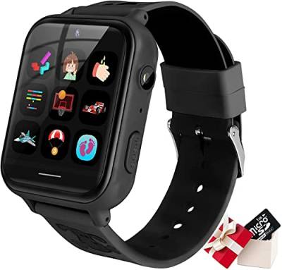 TOPCHANCES Kinder-Spiel-Smartwatch, Musik-Player, Smartwatch, Video-Recorder, 10 Lernspiele (eingebaute 1 GB SD-Karte), Sport-Armbanduhr für Alter 3–14 Jahre, Geschenk für Jungen und Mädchen von TOPCHANCES