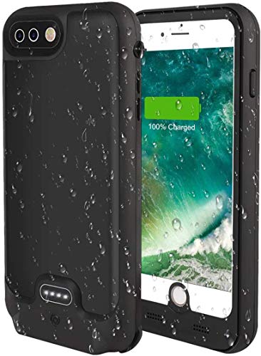 iPhone 8 Plus/iPhone 7 Plus Akku-Hülle, 4800 mAh, kabelloses Laden & Lightning-Kopfhörer, tragbares Ladegerät, vollständig versiegelt, robuste Hülle für iPhone 7Plus/8Plus, 14 cm von TOPCHANCES