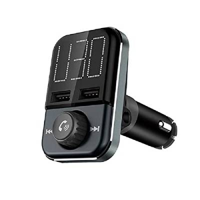 TOTMOX Auto-Bluetooth-FM-Transmitter, Auto-Audio-Adapter mit 2,4 A + 1 A Schnelllade-Doppel-USB-Anschlüssen, Freisprechen, MP3-Musik-Player, mit AUX-Audiokabel von TOTMOX