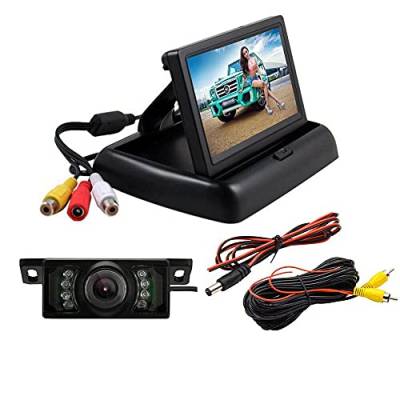 TOTMOX Wireless Rückfahrkamera Kit, 4,3 Zoll HD TFT LCD Monitor + wasserdichte Rückfahrkamera für die meisten 12V-24V Autos, Nachtsicht, 170° Weitwinkel von TOTMOX