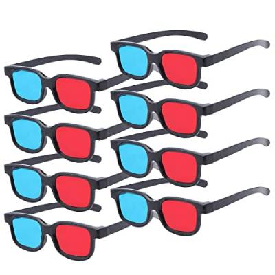 Rot-Blaue 3D-Brille, 3D-Betrachtungsgläser für die Betrachtung 3D-Filme/Spiele und Bilder in rot-blauen Formaten, kompatibel mit Fernsehern/Projektoren Etc. Heimkino-Brille 8pcs von TOUMEI