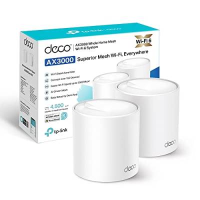 TP-Link Deco X50 Mesh WLAN Set (2 Pack), Wi-Fi 6 AX3000 Dual Band Router & Repeater, 3x Gigabit Ports für jede Einheit, empfohlen für Häuser mit 3-4 Schlafzimmern, Umfassender Jugendschutz, WPA3 von TP-Link