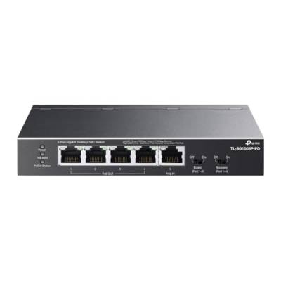 TP-Link TL-SG1005P-PD | 5-Port-PoE-Passthrough Gigabit-Ethernet-Switch | 1 PoE++ in @ 90 W, 4 PoE+ Ausgang bis zu 66 W | Plug & Play | Erweiterungsmodus | QoS, IGMP, PoE Auto Recovery | nur PoE von TP-Link