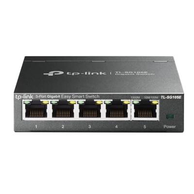 TP-Link TL-SG105E 5-Ports Gigabit Easy Smart Managed Netzwerk Switch(Plug-and-Play,Metallgehäuse, QoS, IGMP-Snooping,LAN Verteiler, zentrales Management, energieeffizient)schwarz metallic von TP-Link