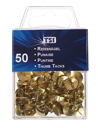 TSI 48008 Reißnägel, 50er Packung, goldfarben, 10 mm von TSI