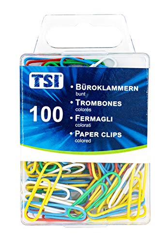 TSI Büroklammern, 26 mm, 100-er Packung, farbig, 48099 von TSI