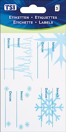 TSI Mehrzweck-Etiketten "Eissterne", Druck auf Papier, Inhalt: 3 Blatt á 4 Etiketten (= 12 Etiketten), Art. Nr. 55309 von TSI