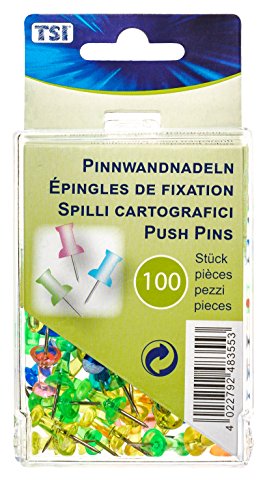 TSI Pinnnadeln farbig transparent, 100 STK. in der praktischen Aufbewahrungsbox, Art. Nr. 48355 von TSI