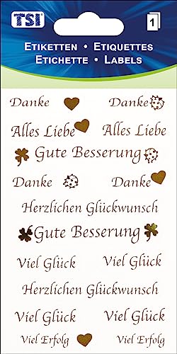 TSI Sticker Etiketten "Verschiedene Grüße", Druck auf Folie, Inhalt: 1 Blatt, Art. Nr. 55316 von TSI