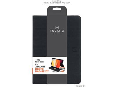 TUCANO TRE Tablethülle, Bookcover, Xiaomi, REDMI Pad SE, Schwarz von TUCANO