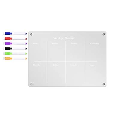Acryl-Kalender-Magnettafel für den Kühlschrank, wiederverwendbare magnetische Planung, Whiteboard, Trainingstafel für den Kühlschrank, inklusive 6 Lendenwirbelstütze Für Ergonomischen (B-i, One Size) von TUDUZ