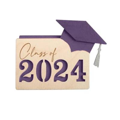 TUDUZ Geschenkkartenhalter für Absolventen 2024, personalisierte hölzerne Abschlusskartenbox, mehrere Kartenetuis, Absolventenkarten-Organizer-Etui, individueller Umschlag, (Purple, One Size) von TUDUZ