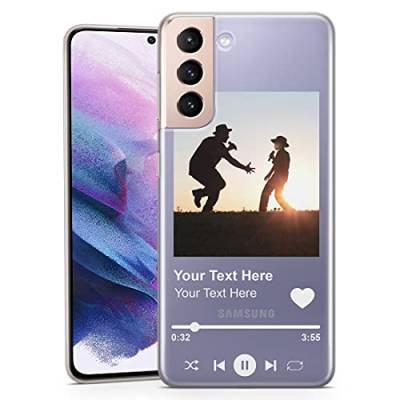 Personalisierte Handyhülle für Samsung Galaxy A14 5G - Klar Soft Gel Custom Cover Foto Musik Song Ihr eigenes Design Stil Idee - Weißer Text von TULLUN