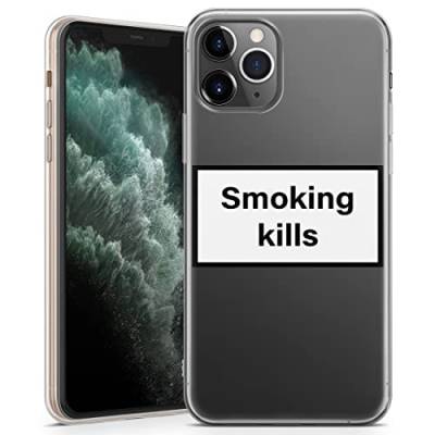 TULLUN Handyhülle für iPhone 13 Pro Max - Durchsichtige, weiche Gel-Abdeckung, Warnzeichen, ästhetisch, zitieren Sie Ihren eigenen Text - Smoking Kills von TULLUN