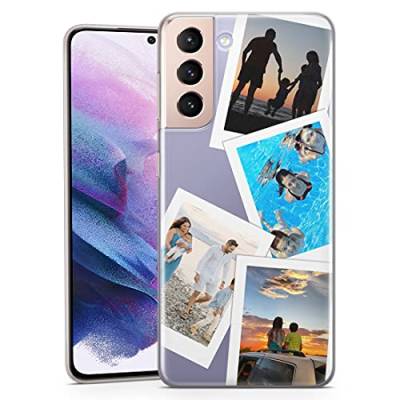 TULLUN Personalisierte Handyhülle für Samsung Galaxy S23 - Collage Foto Ihr Eigenes Bild Design Stil Custom Clear Soft Gel Rubber Handyhülle - Vier Foto von TULLUN