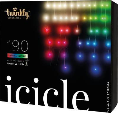 TWI1005ZZ - Smarte Lichterkette Eiszapfenform ICICLE, 190x 5mm LED RGBW, 5m von TWINKLY
