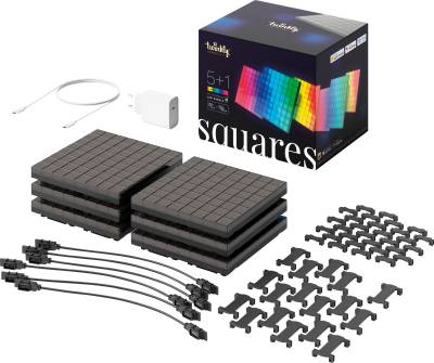 TWI1024ZZ - Smarte LED Panel SQUARES, 6 ( 5 + 1 Master), 64 RGB Pixels, 16x1 von TWINKLY