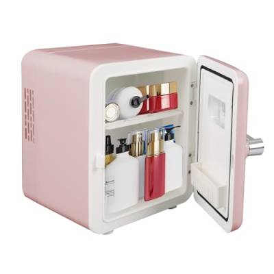 TWSOUL Mini Tragbarer Kühlschrank, 4L Fridge mit Kühl Heizfunktion, skincare fridge für Auto, Schlafzimmer, 12V am Zigarettenanzünder und 220V Steckdose (A) von TWSOUL