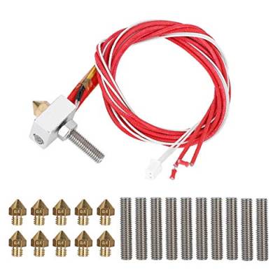 Für MK8 Extrusionskopf Kit, Tangxi 3D Drucker Extruder Hot End Kit mit 10 Stück 0,4 mm Düse-10 Stück 30 mm Leitung Rohr-Aluminium Heizblock-12V Heizstab für Pursa i3 Ender 3 RepRap Mega i3 3D Drucker von Tangxi