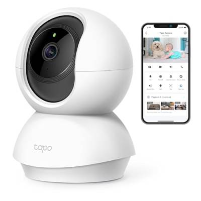 TP-Link Tapo C200 360°-WLAN-Überwachungskamera für den Innenbereich, FHD 1080P, Nachtsicht, Bewegungserkennung, Zwei-Wege-Audio, kompatibel mit Alexa und Google Assistant, für Babys/Haustiere von Tapo