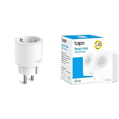 TP-Link Tapo Nano Smart WLAN Steckdose Tapo P115 mit Energieverbrauchskontrolle & Tapo Smart Hub mit Klingelton Tapo H100, für Sensoren/Schalter Tapo, verbinde bis zu 64 Smart-Geräte, 19 Klingeltöne von Tapo