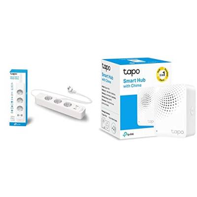 TP-Link Tapo P300 steckdosenleiste mit 2 USB-Anschlüsse & 1 Type C-Anschlüsse,1.5M,Weiss & Tapo Smart Hub mit Klingelton Tapo H100, für Sensoren/Schalter Tapo, 19 Klingeltöne von Tapo