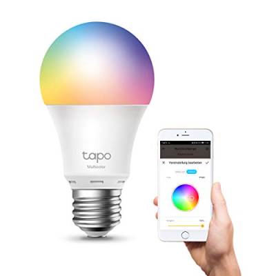 Tapo L530E alexa lampe E27, Energie sparen, Mehrfarbrige dimmbare smarte WLAN Glühbirne,smart home alexa zubehör,kompatibel mit Alexa,Google Assistant,Abläufe und Zeitpläne,Kein Hub notwendig von Tapo