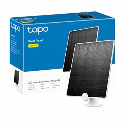 Tapo Solarpanel, Non-Stop-Solarstrom, bis zu 4,5 W Ladeleistung, IP65 wetterfest, 4 m Ladekabel, 360° verstellbare Halterung, funktioniert mit Tapo batteriebetriebenen Kameras (Tapo A200) von Tapo
