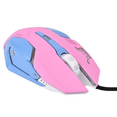 Tbest Rosa Gaming-Maus mit Hoher Empfindlichkeit, 3200 DPI, Komfortable Gras-Gaming-Maus mit Kabel, Zubehör, Tastatur, Maus und Demonstrationsstift von Tbest