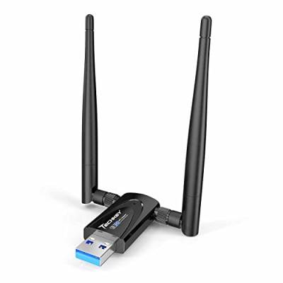 Techkey AC1300 Mbps Netzwerk-Dongle mit Dualband, 2,4 GHz/400 Mbps 5 GHz/867 Mbps 5 dBi High Gain Antenne für Laptop Computer kompatibel Windows 11/10/8.1/8 40 EU von Techkey