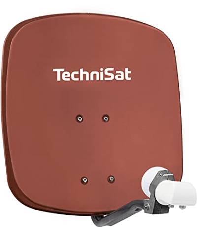 TechniSat DIGIDISH 45 – Satelliten-Schüssel für 2 Teilnehmer (45 cm kleine Sat Anlage - Komplettset mit Wandhalterung und Universal Twin-LNB) rot von TechniSat