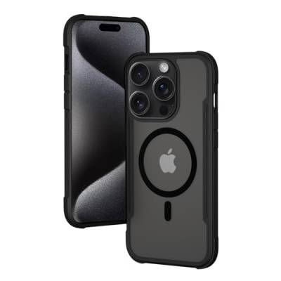 Techtrix für iPhone 15 Hülle, kompatibel mit MagSafe, Militärnorm Schutz, Kratzfeste Rückseite, magnetisches HandyHülle Case für iPhone 15, Classic Series, Schwarz von Techtrix