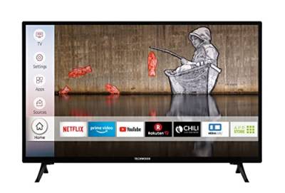 Techwood H32T60F 32 Zoll Fernseher/Smart TV (HD ready, HDR, LED, Triple-Tuner, WLAN, Prime Video, Netflix, HDMI, USB) [2022], Schwarz von Techwood